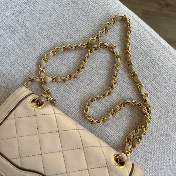 RARE Vintage CHANEL Classic Flap Bag Quilted Lambskin / CHANEL Double Flap Baf - Picture 4 of 11